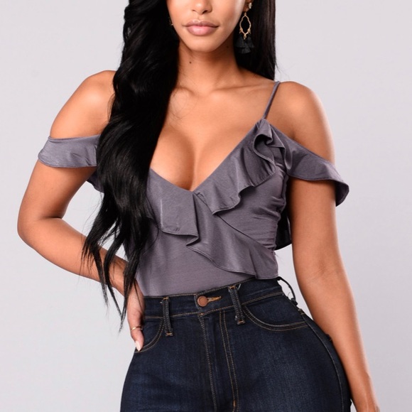 Fashion Nova Tops - FASHION NOVA NWT Black Raya Ruffle Bodysuit